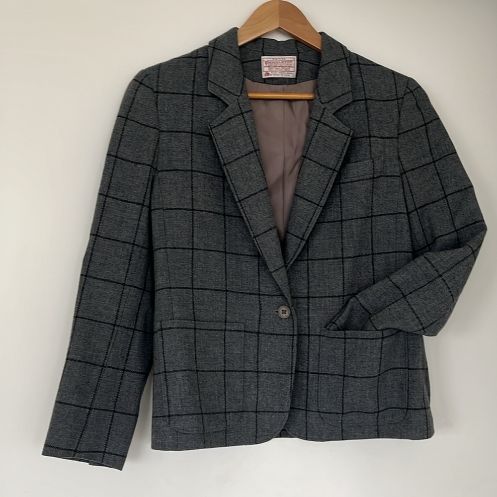 Vintage Pendleton Checkered Women's Blazer - Petite - Picture 3 of 11